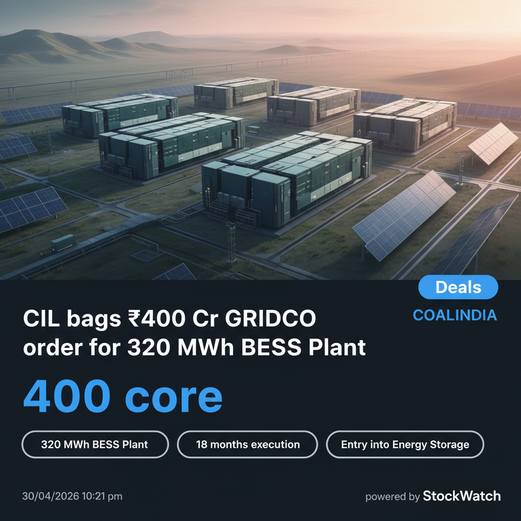 CIL bags ₹400 Cr GRIDCO order for 320 MWh BESS Plant